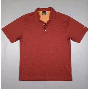 Nike Shirt Mens M‎ Brown Geometric Pattern Polo Dri Fit Short Sleeve Golf